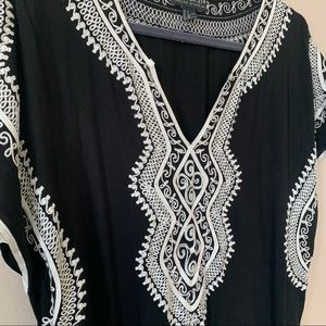 Black Dress with White Embroidery